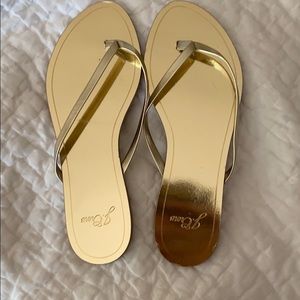 JCrew gold leather flip flops